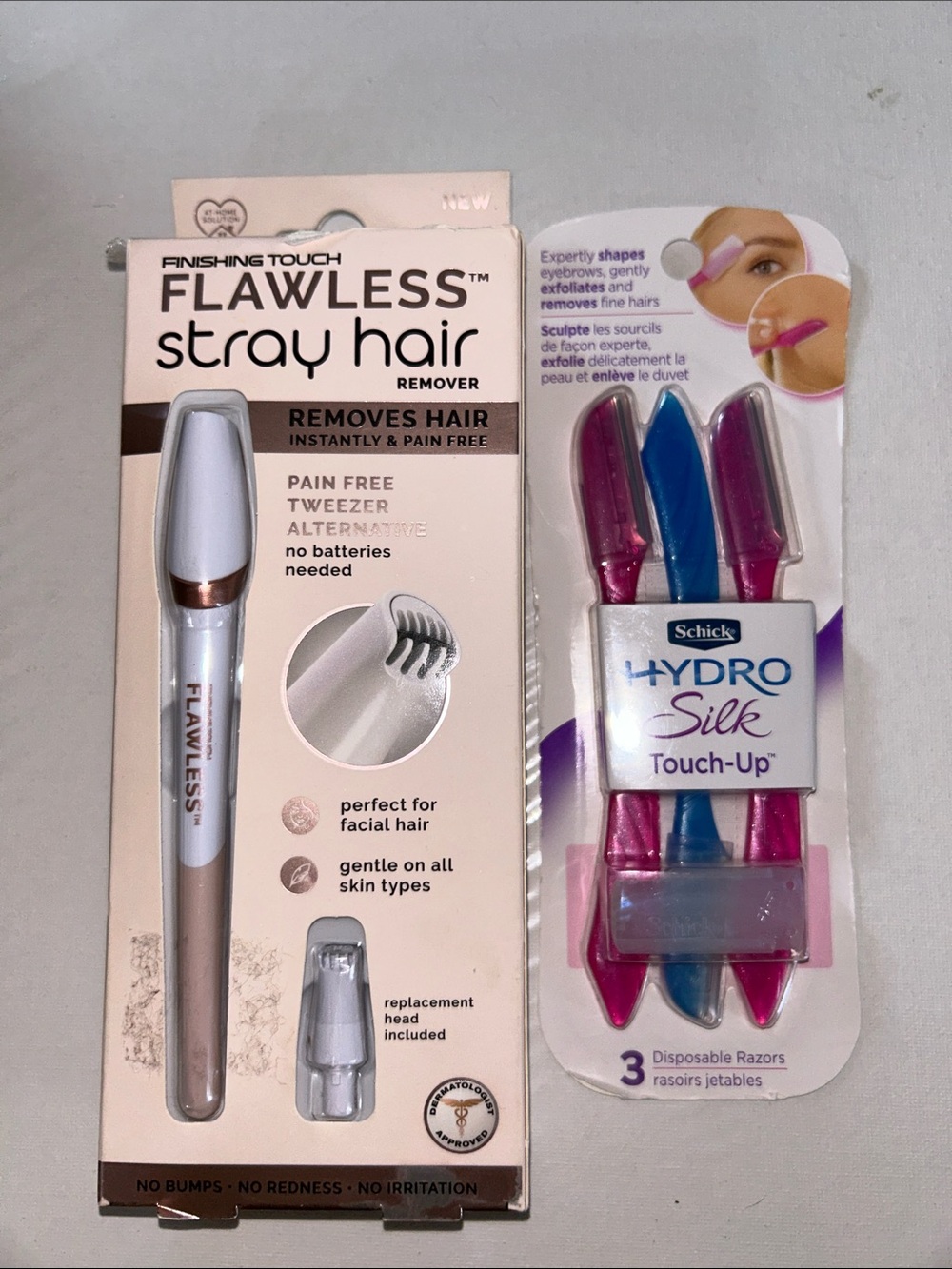 2x Flawless Finishing Touch Stray Hair Remover & Schick Hydro Silk TouchUp Razor